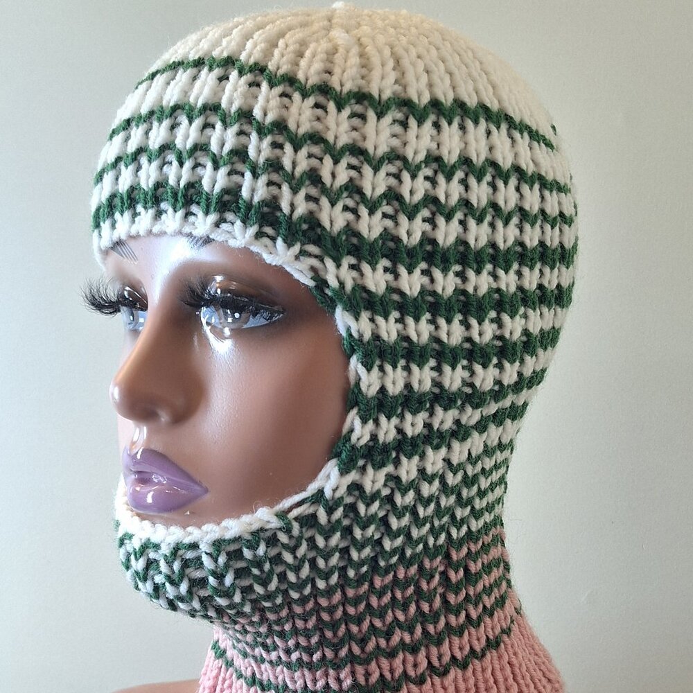 Handmade wool blend balaclava hat
